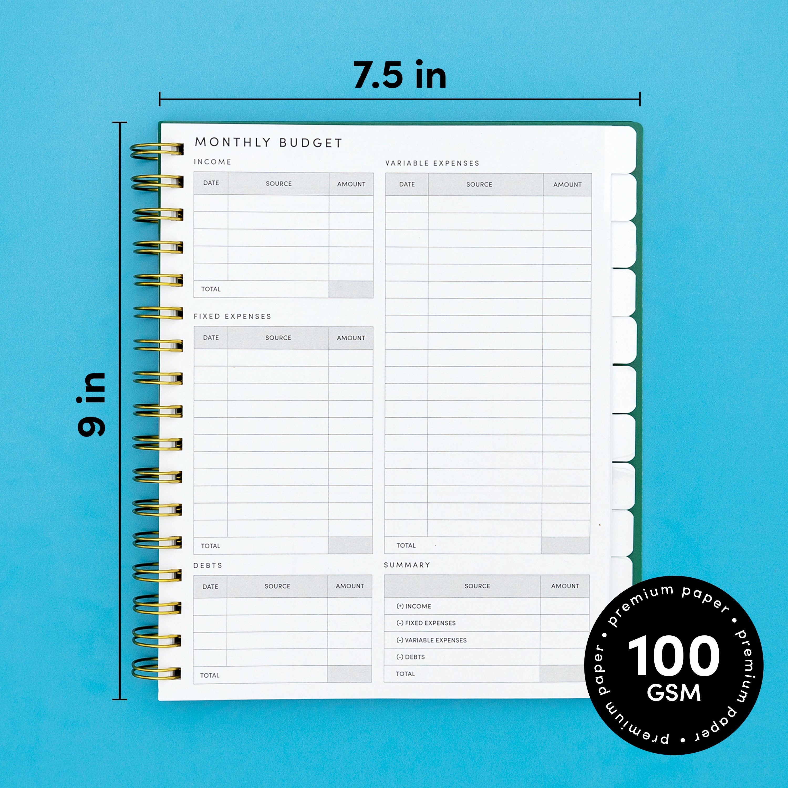 Undated Weekly & Monthly Planner, Spiral Bound, Hardcover (7.5 in x 9 in)