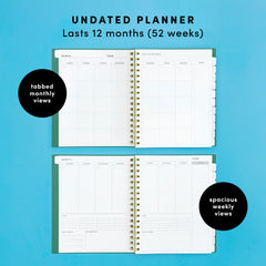 Undated Weekly & Monthly Planner, Spiral Bound, Hardcover (7.5 in x 9 in)