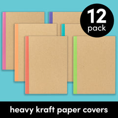 12 Pack Rainbow Spine Kraft Cover Composition Notebooks (5.75 in x 8 in)