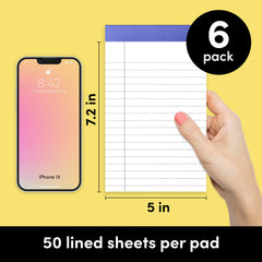 6 Pack Small Lined Legal Pads (5 in x 8 in)