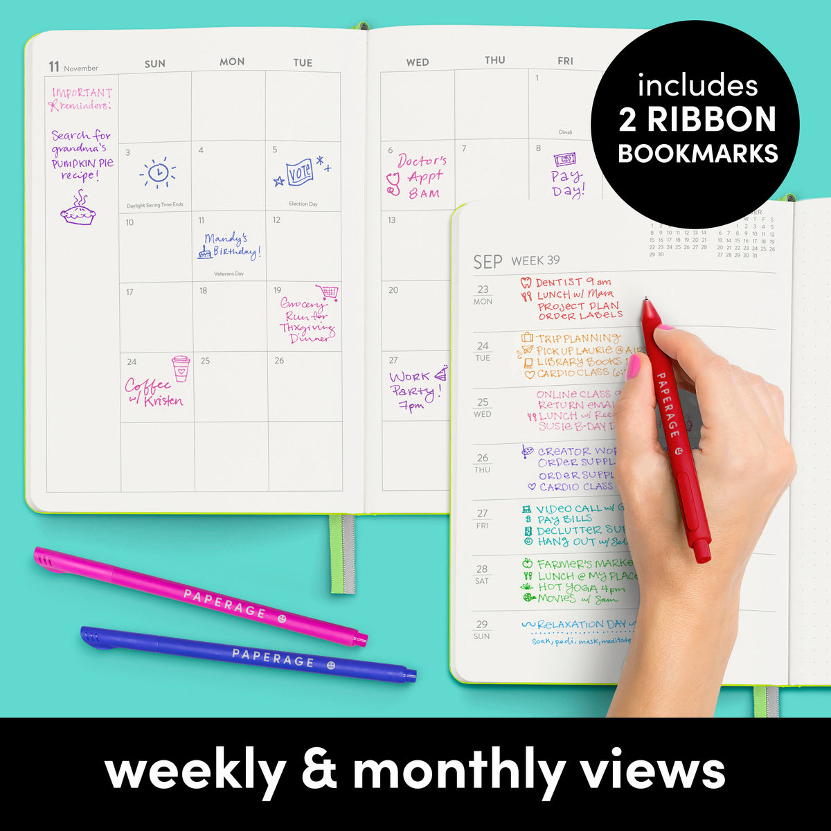 2024 Weekly & Monthly Planner, Hardcover (5.7 in x 8 in) Paperage