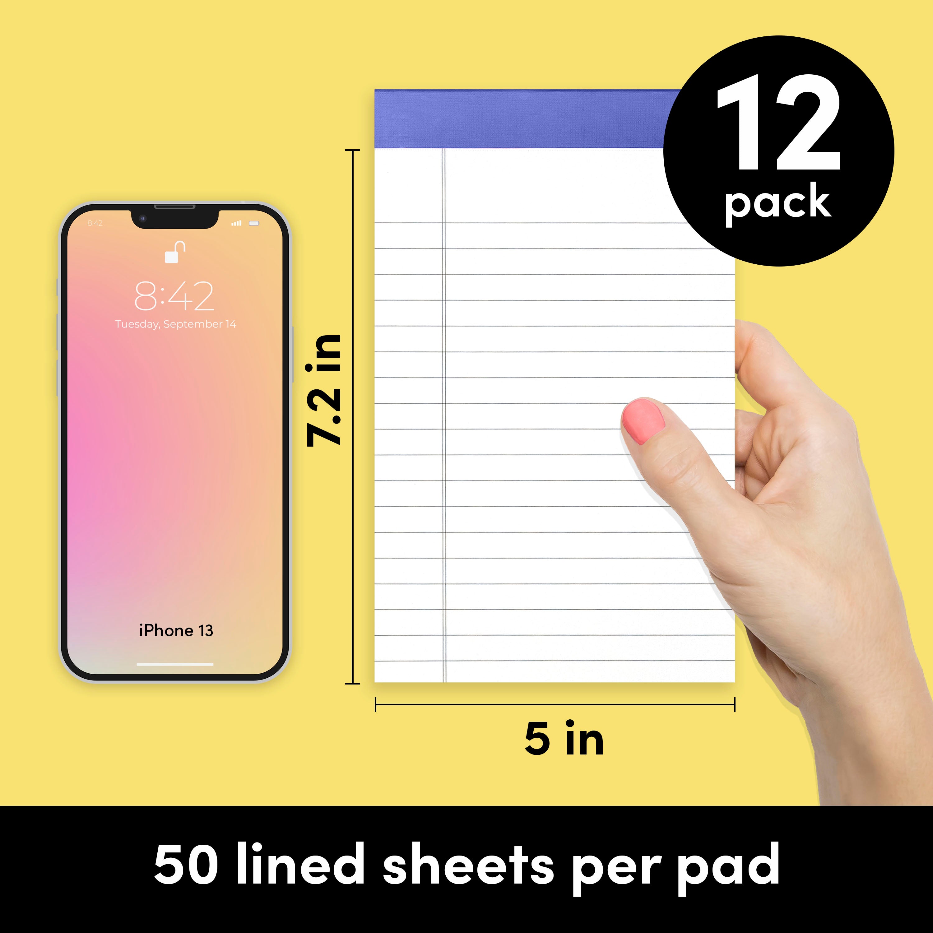 12 Pack Small Lined Legal Pads (5 in x 8 in)