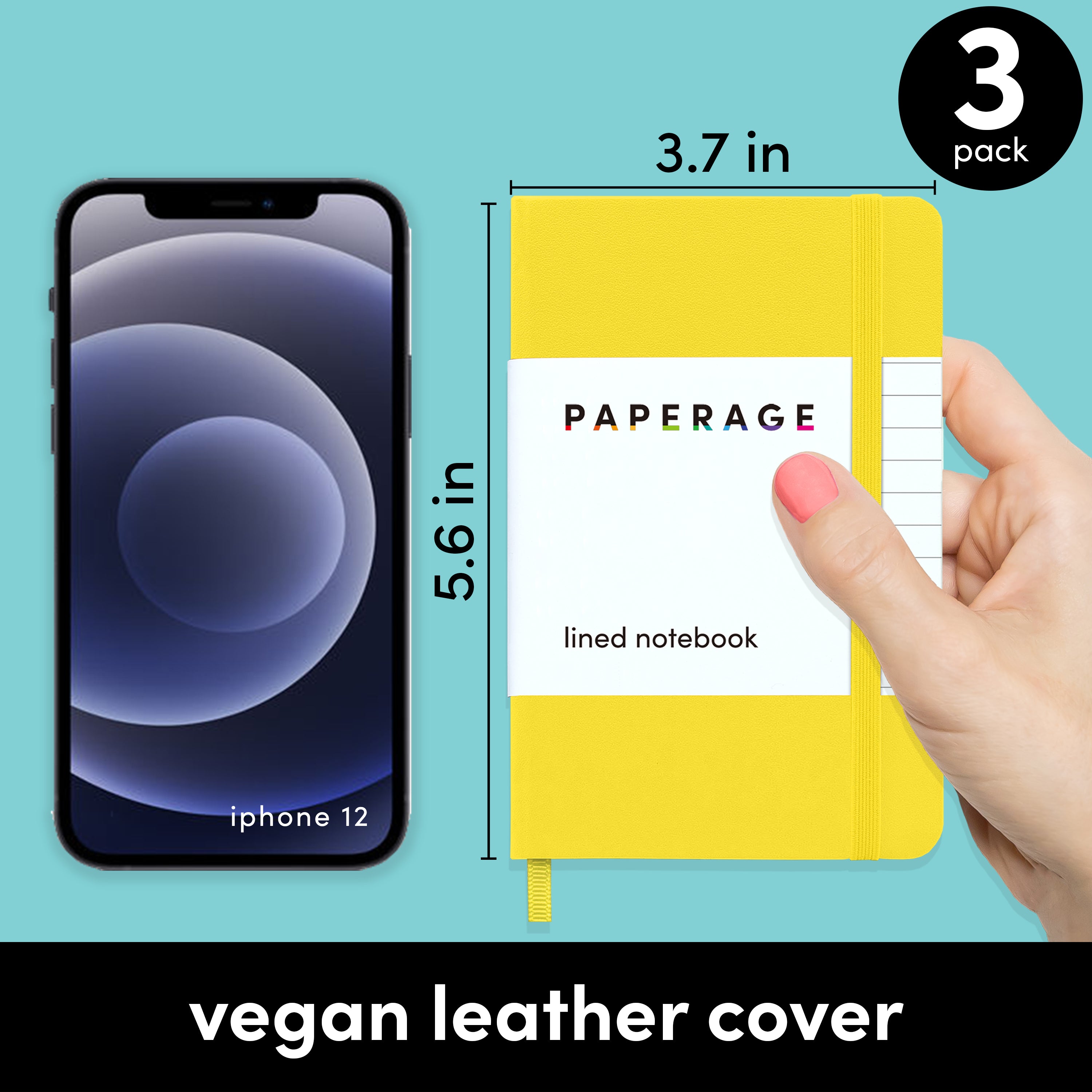 3 Pack Pocket Lined Journal Notebook, Hardcover (3.6 in x 5.6 in)