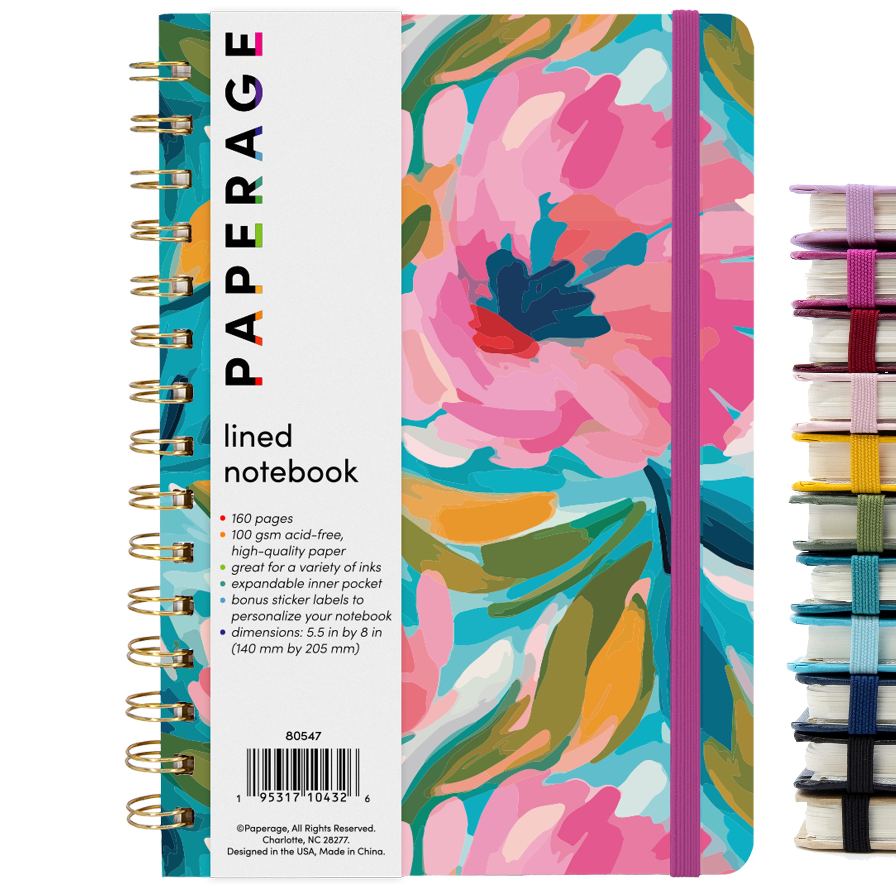 Decorative Cover Lined Journal Notebook, Spiral Bound, Hardcover (5.5 in x 8 in)