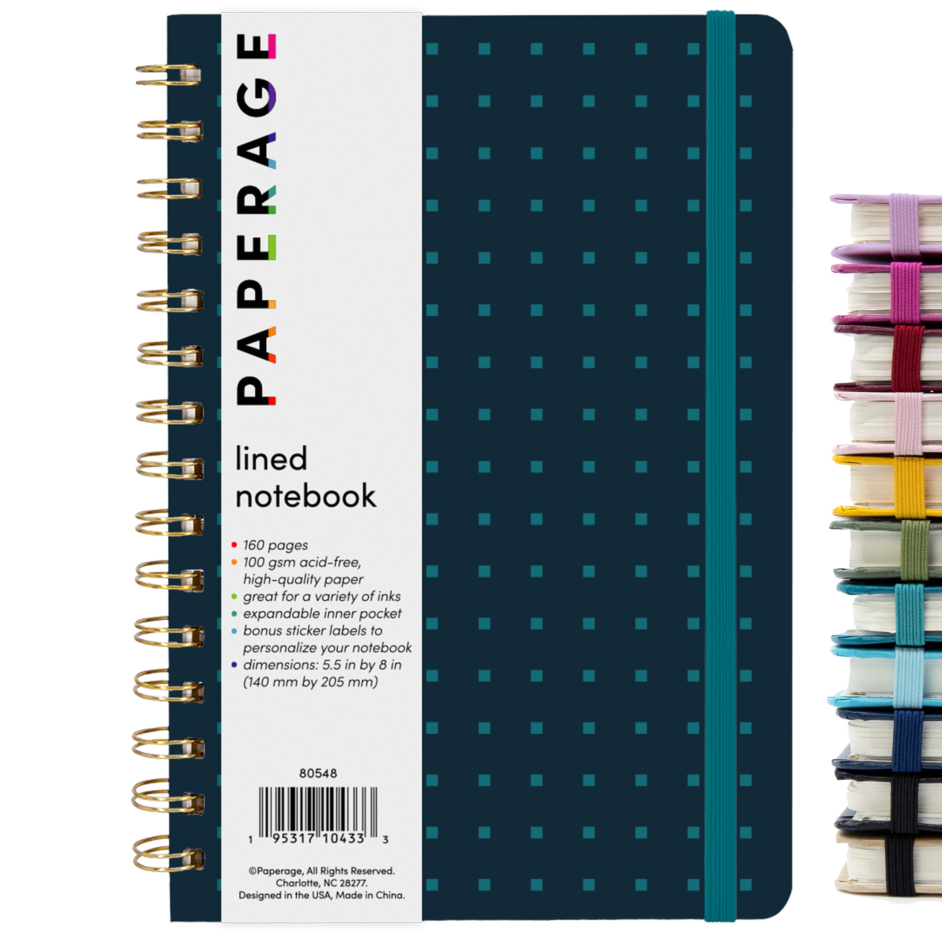 Decorative Cover Lined Journal Notebook, Spiral Bound, Hardcover (5.5 in x 8 in)