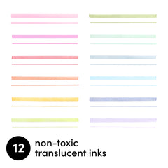 12 Pack Dual Tip Highlighters (4.0 mm Chisel Tip + 2.0 mm Round Tip)