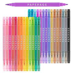 28 Pack Dual Tip Brush Pen Markers (1-3mm Flexible Tip + 2mm Round Tip)