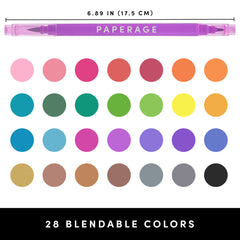 28 Pack Dual Tip Brush Pen Markers (1-3mm Flexible Tip + 2mm Round Tip)