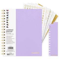 Undated Weekly & Monthly Planner, Spiral Bound, Hardcover (7.5 in x 9 in)