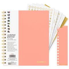 Undated Weekly & Monthly Planner, Spiral Bound, Hardcover (7.5 in x 9 in)