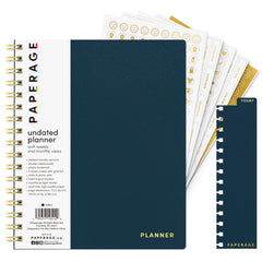 Undated Weekly & Monthly Planner, Spiral Bound, Hardcover (7.5 in x 9 in)