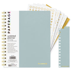 Undated Weekly & Monthly Planner, Spiral Bound, Hardcover (7.5 in x 9 in)