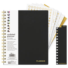 Undated Weekly & Monthly Planner, Spiral Bound, Hardcover (7.5 in x 9 in)