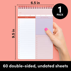 Undated Daily To-do List Planner Pad, Spiral Bound (6.5 in x 9.5 in)