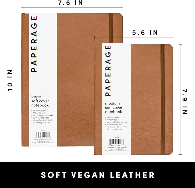 Large Lined Journal Notebook, Softcover (7.6 in x 10 in)