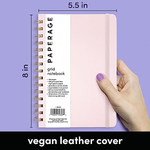Graph Paper (Grid) Journal Notebook, Spiral Bound, Hardcover (5.5 in x 8 in)
