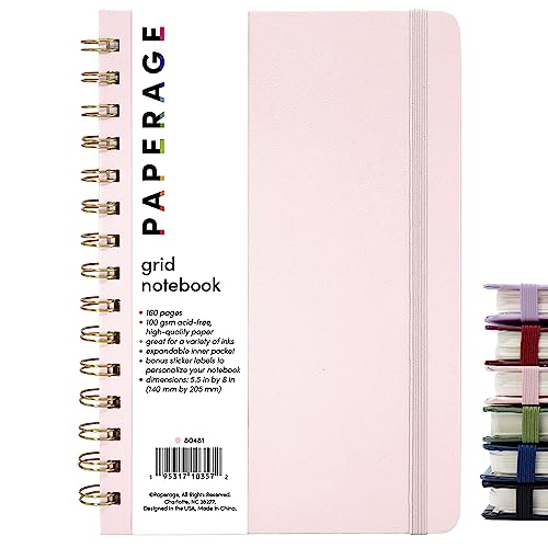 Graph Paper (Grid) Journal Notebook, Spiral Bound, Hardcover (5.5 in x 8 in)