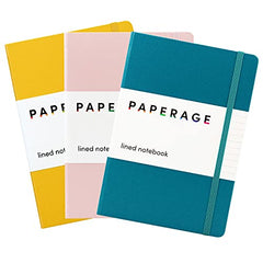 3 Pack Assorted Color Lined Journal Notebooks, Hardcover (5.6 in x 8 in)