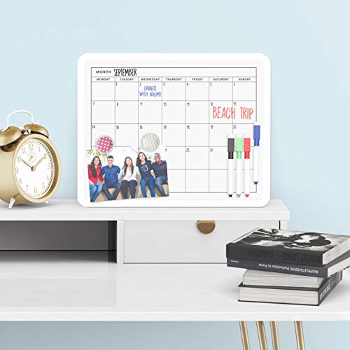 Dry Erase Board 11 by 14 in Monthly Grid Calendar - Magnetic Whiteboard