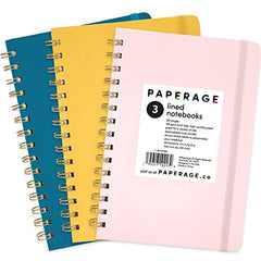 3 Pack Assorted Color Lined Journal Notebooks, Spiral Bound, Hardcover (5.5 in x 8 in)