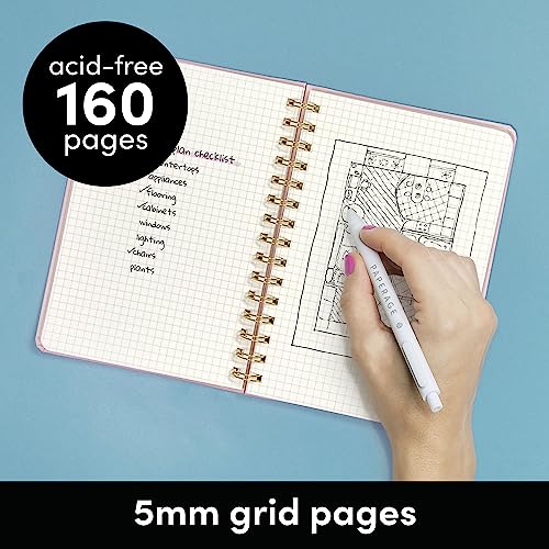Graph Paper (Grid) Journal Notebook, Spiral Bound, Hardcover (5.5 in x 8 in)