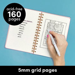 Graph Paper (Grid) Journal Notebook, Spiral Bound, Hardcover (5.5 in x 8 in)