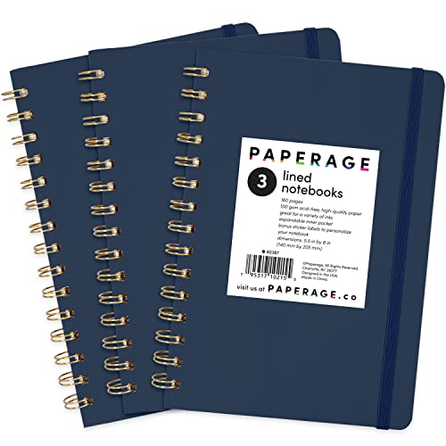 3 Pack Spiral-Bound Wiro Notebook Journal (5.5 in x 8 in)