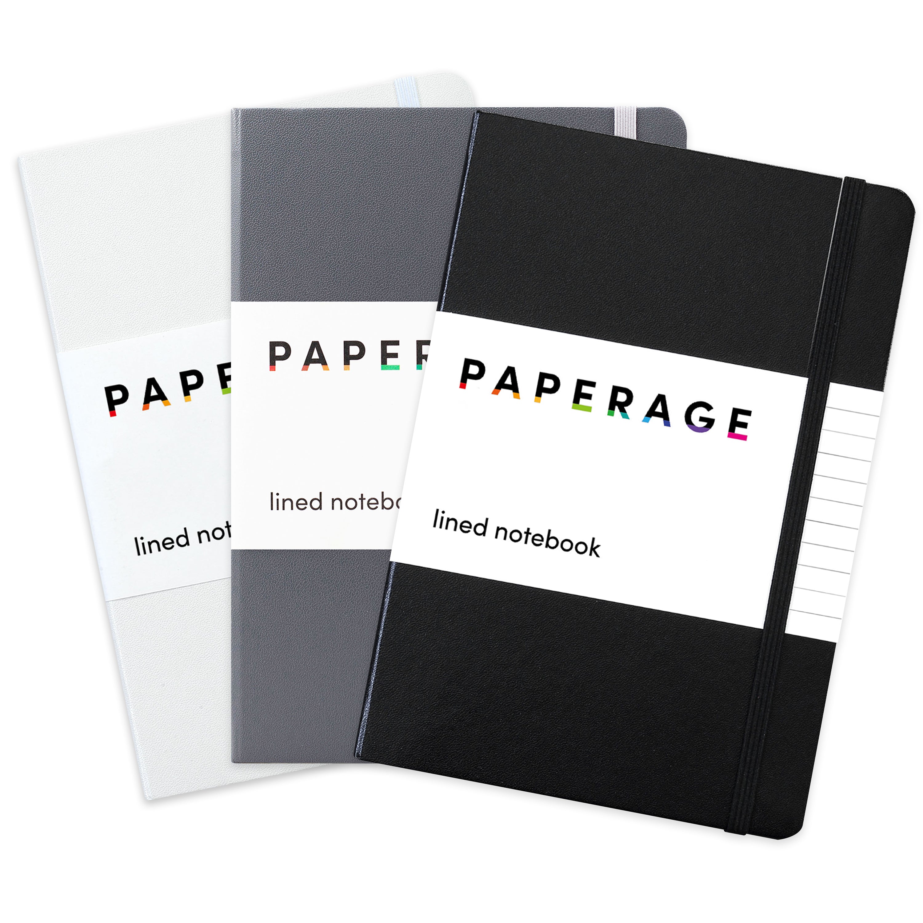 3 Pack Assorted Color Lined Journal Notebooks, Hardcover (5.6 in x 8 in)