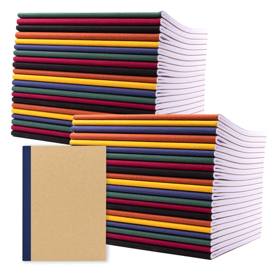 48 Pack Rainbow Spine Kraft Cover Composition Notebooks (5.75 in x 8 in)