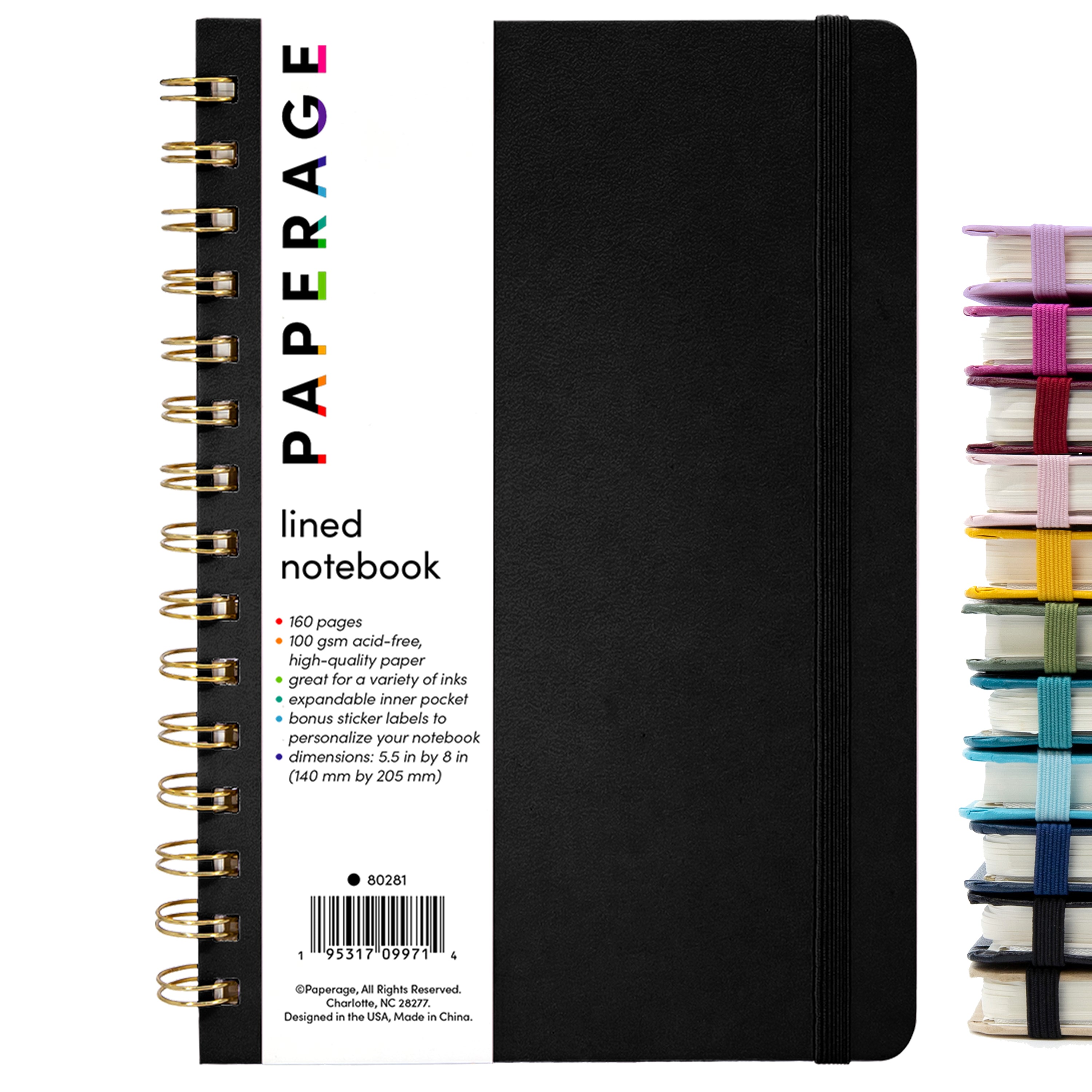 Lined Journal Notebook, Spiral Bound, Hardcover (5.5 in x 8 in)