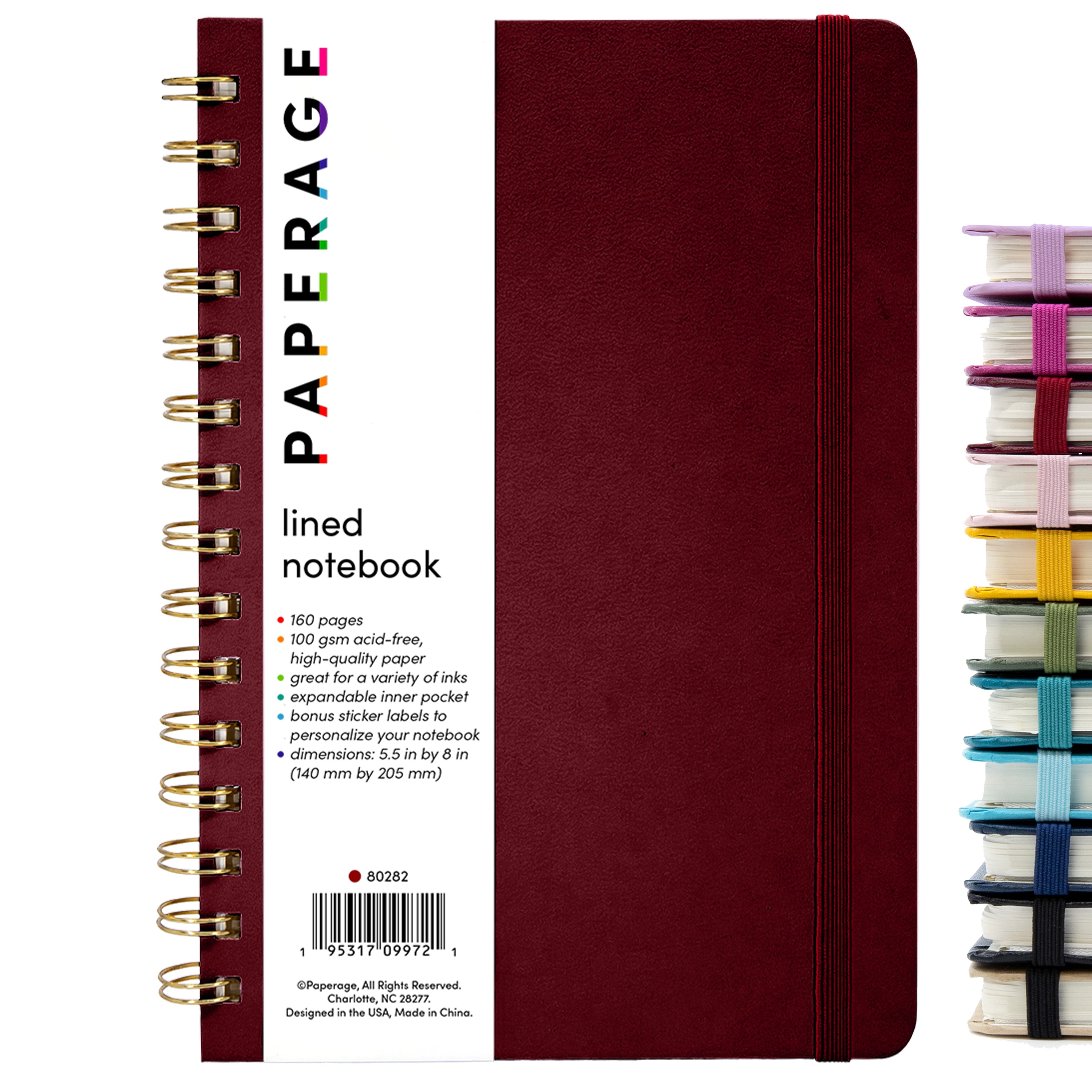 Lined Journal Notebook, Spiral Bound, Hardcover (5.5 in x 8 in)
