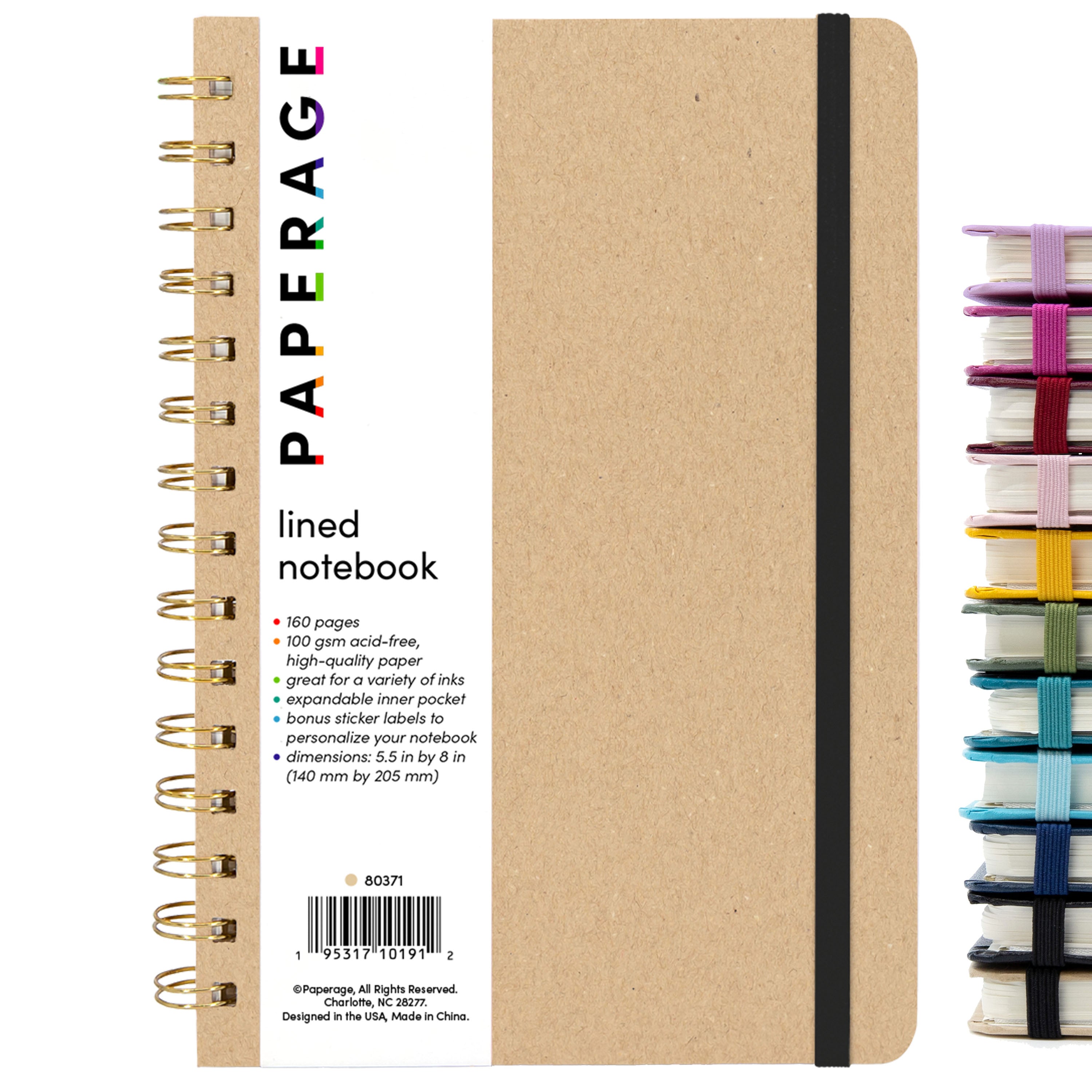 Lined Journal Notebook, Spiral Bound, Hardcover (5.5 in x 8 in)