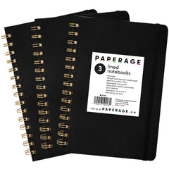3 Pack Lined Journal Notebooks, Spiral Bound, Hardcover (5.5 in x 8 in)