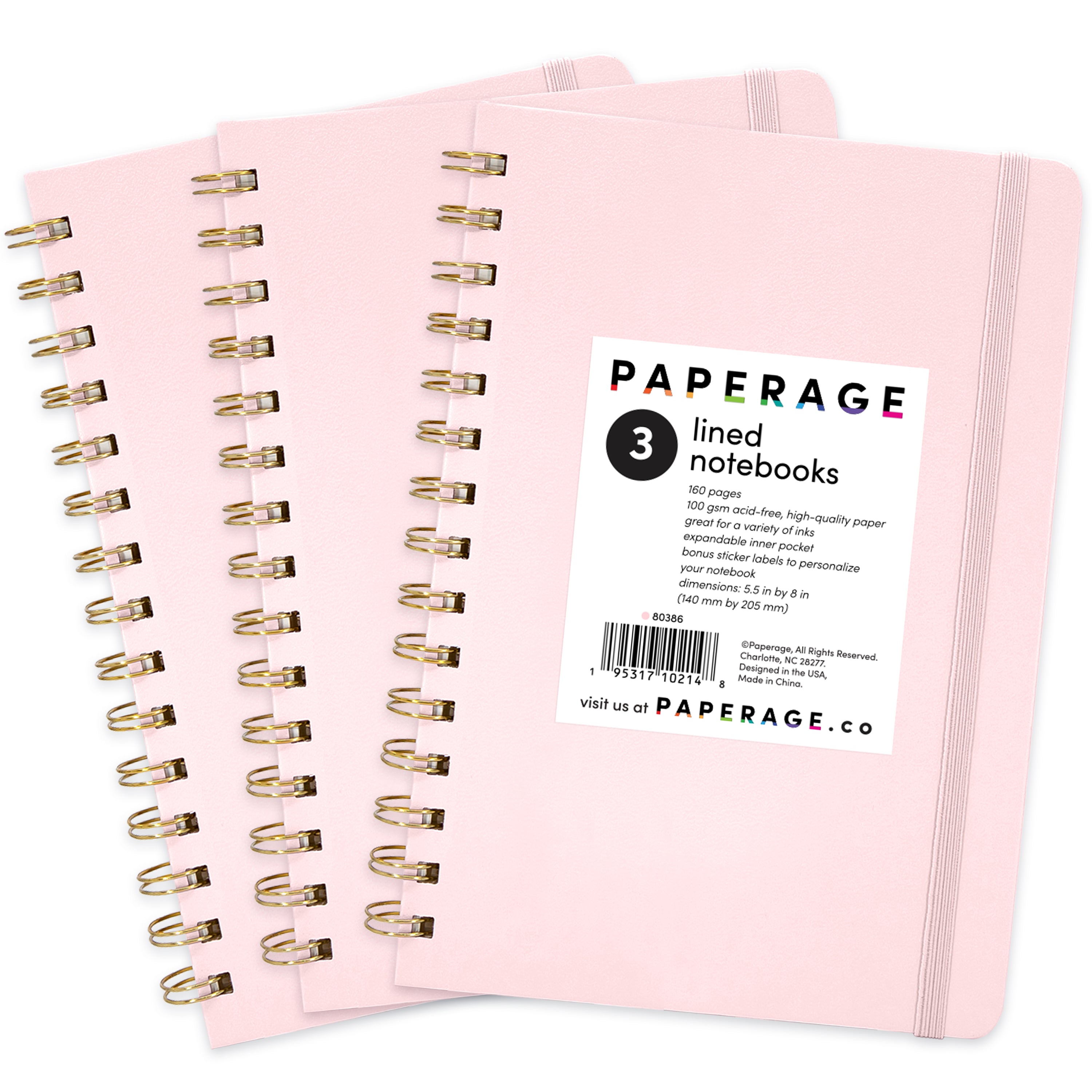 3 Pack Lined Journal Notebooks, Spiral Bound, Hardcover (5.5 in x 8 in)