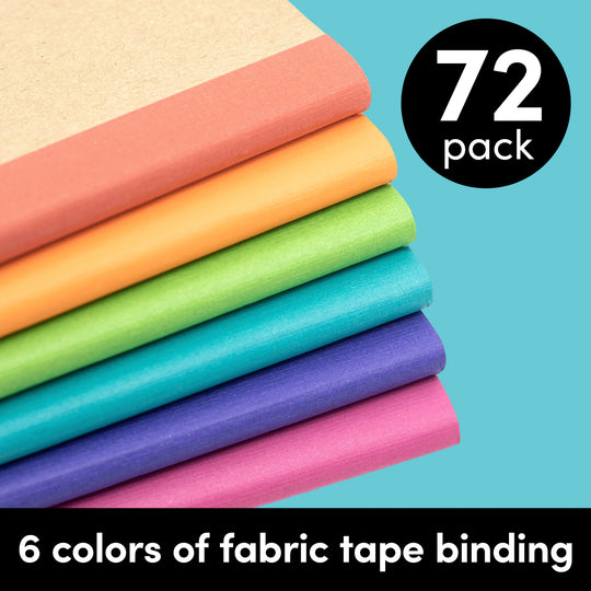72 Pack Rainbow Spine Kraft Cover Composition Notebooks (5.75 in x 8 in)