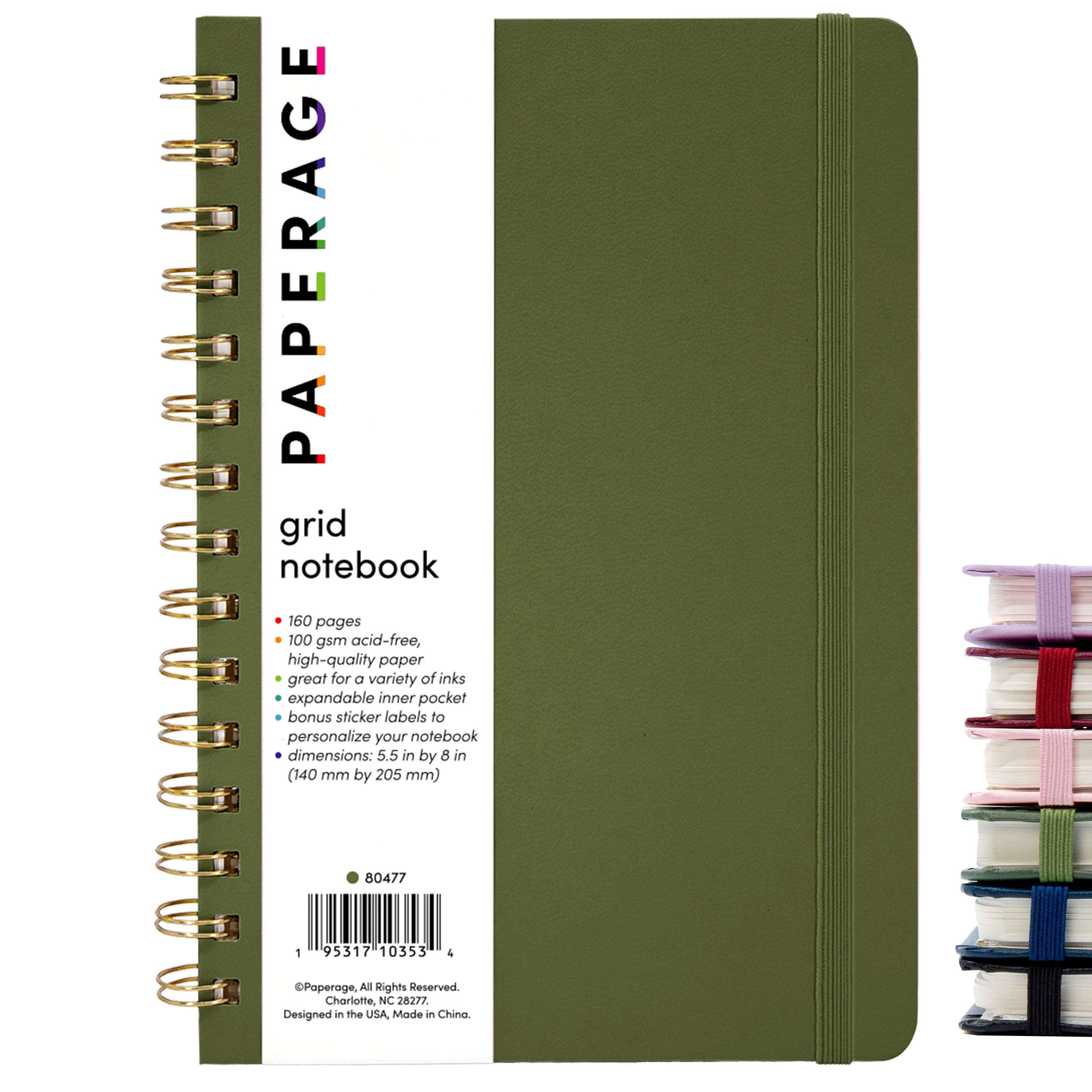 Graph Paper (Grid) Journal Notebook, Spiral Bound, Hardcover (5.5 in x 8 in)