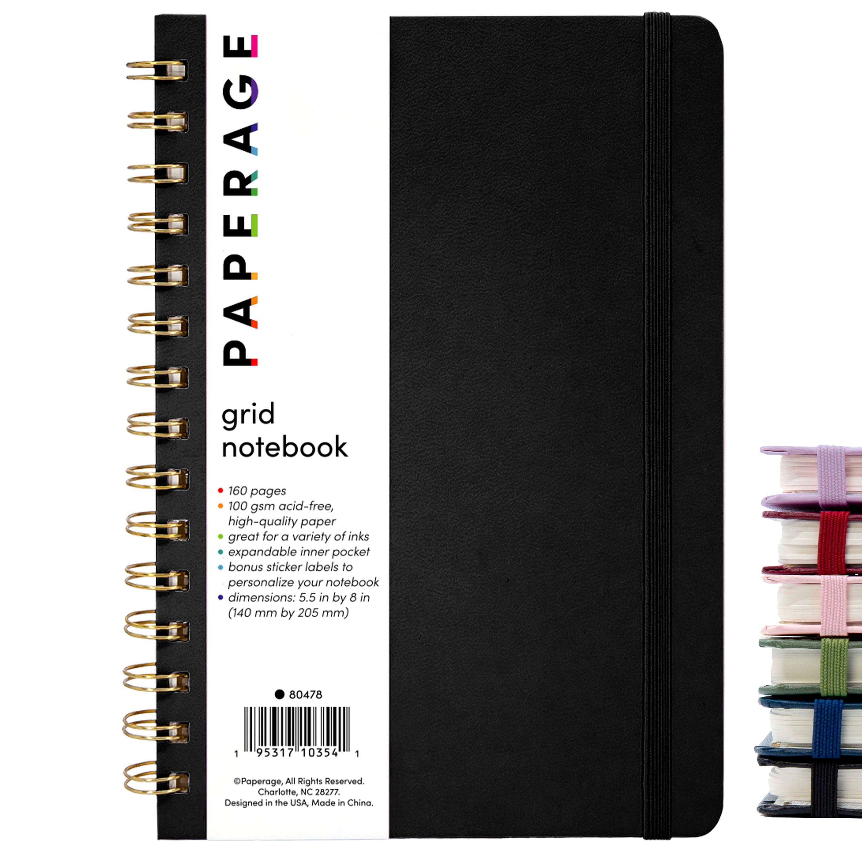 Graph Paper (Grid) Journal Notebook, Spiral Bound, Hardcover (5.5 in x 8 in)