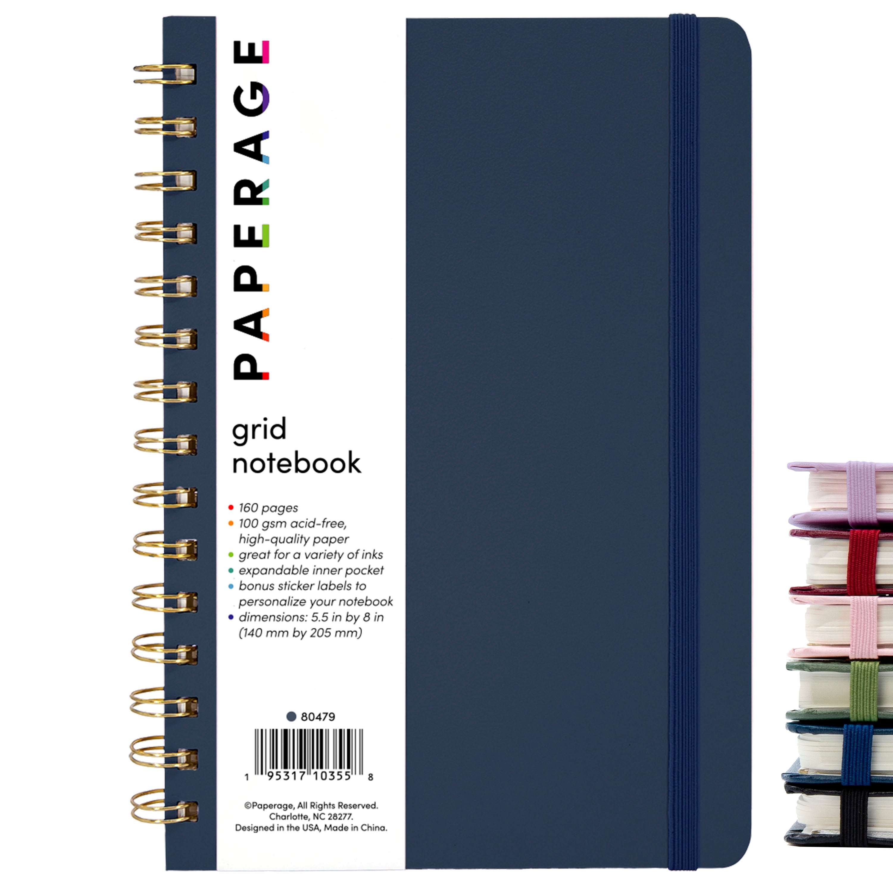 Graph Paper (Grid) Journal Notebook, Spiral Bound, Hardcover (5.5 in x 8 in)