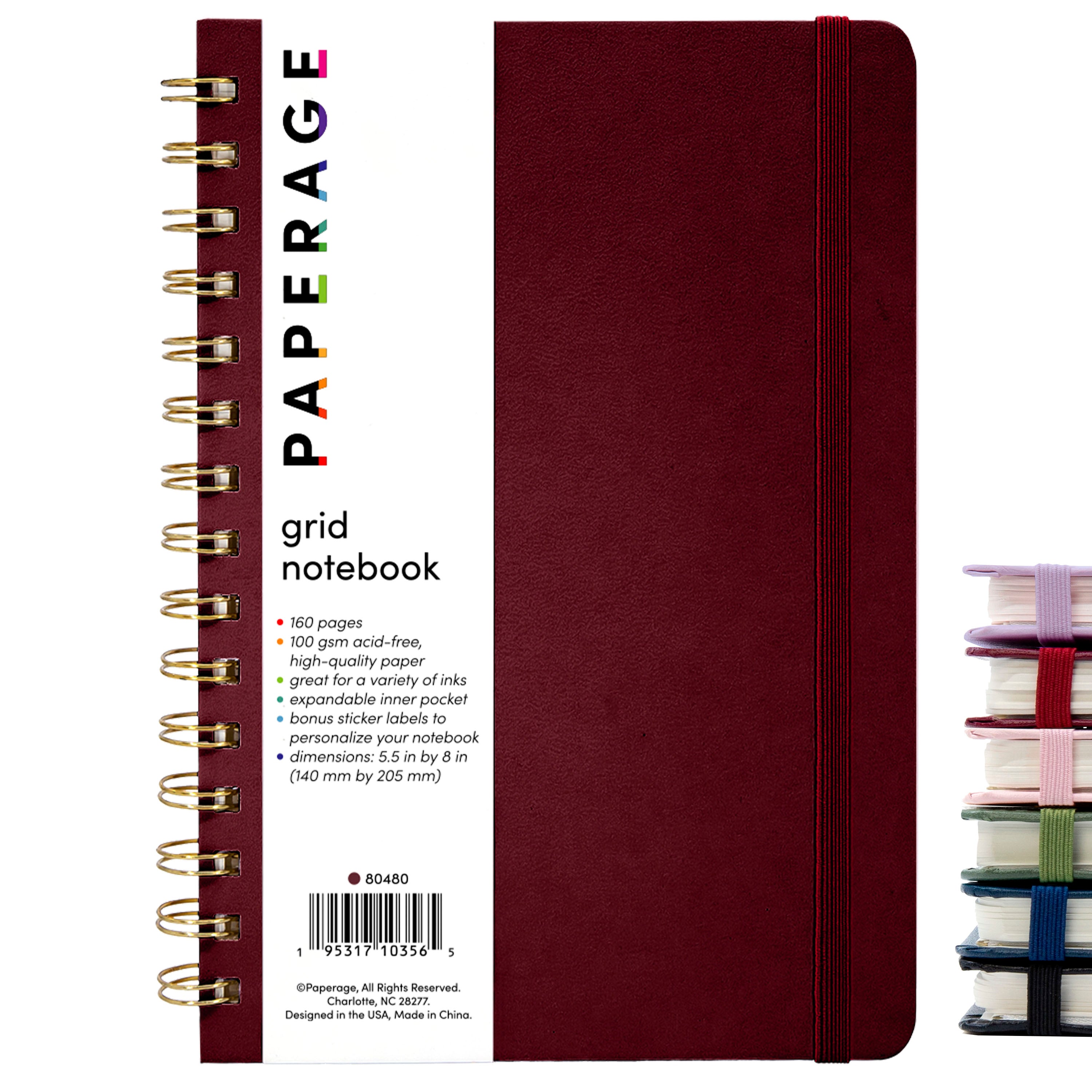 Graph Paper (Grid) Journal Notebook, Spiral Bound, Hardcover (5.5 in x 8 in)