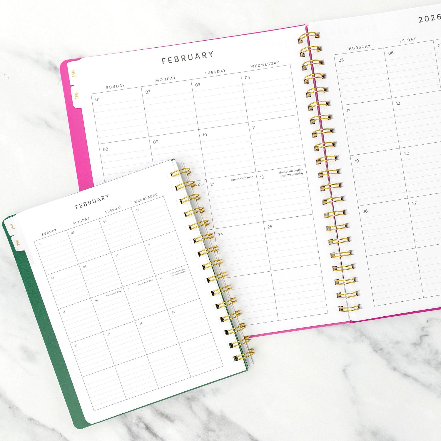 2026 Spiral Planner, Weekly & Monthly Layouts with Notes – Medium or Large Size