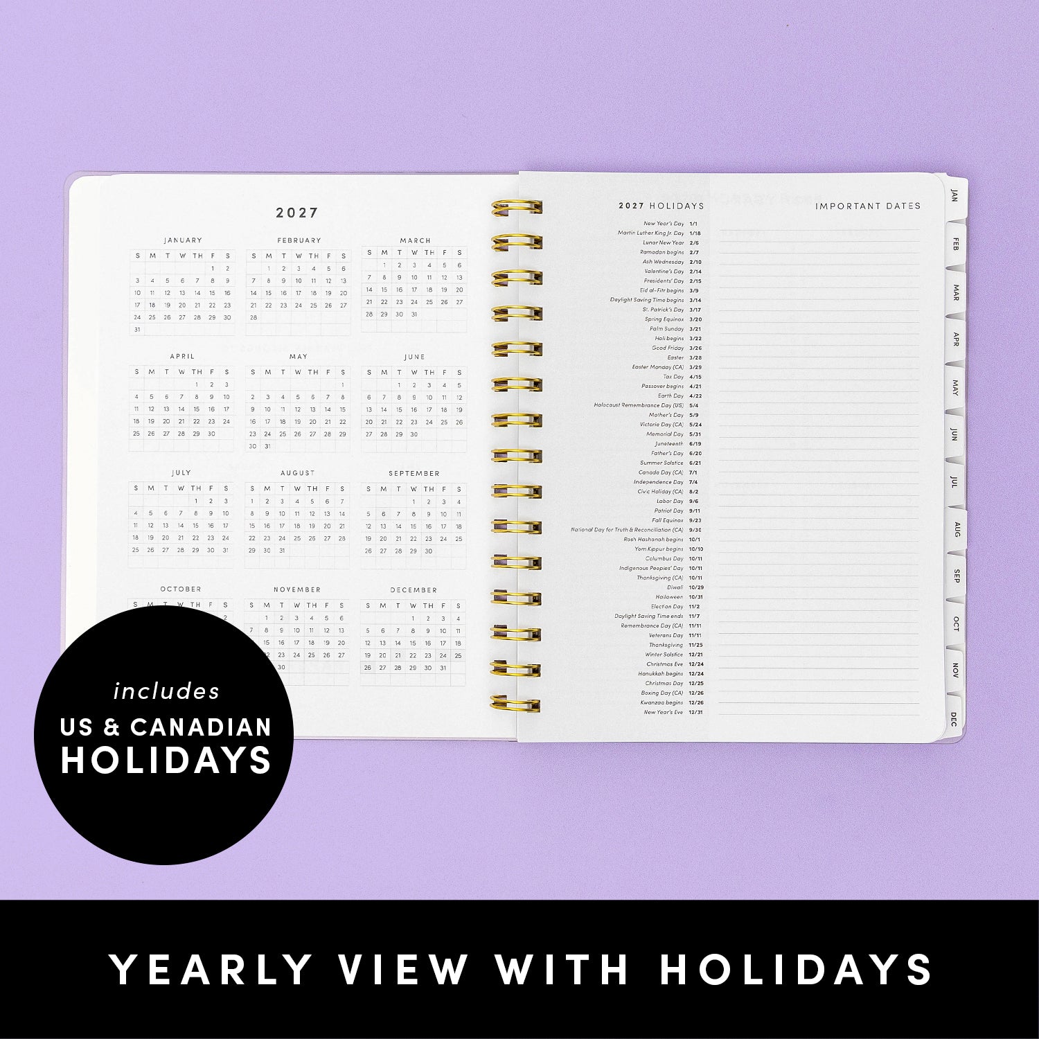 2027 Weekly & Monthly Planner, 12 Months (January 2027 - December 2027), 7 in x 8.1 in