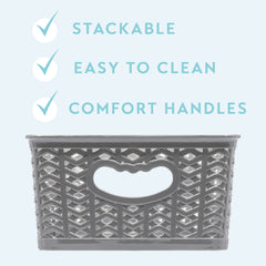 6 Pack Small Plastic Storage Bins (10.2 x 7.3 x 3.9 in)