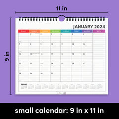 2024 Small Calendar - Minimalist Wall and Desk Calendar (9 in x 11 in)