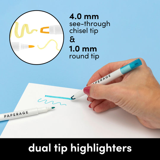 Dual Tip Clear View Highlighters (4.0 mm Clear Chisel Tip + 1.0 Round Tip)