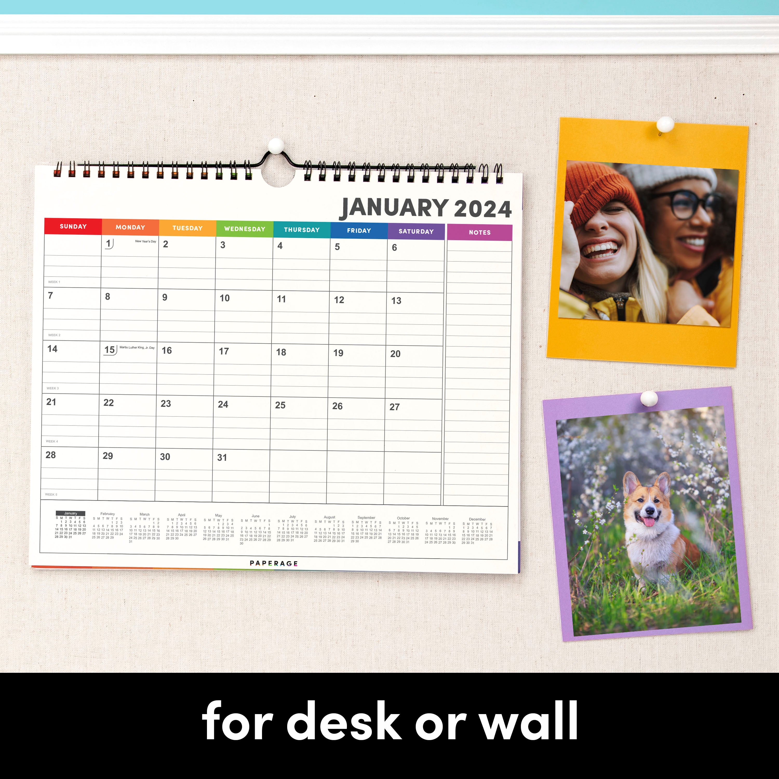 3 Pack Small Calendars - Minimalist Wall and Desk Calendar (9 in x 11 in)