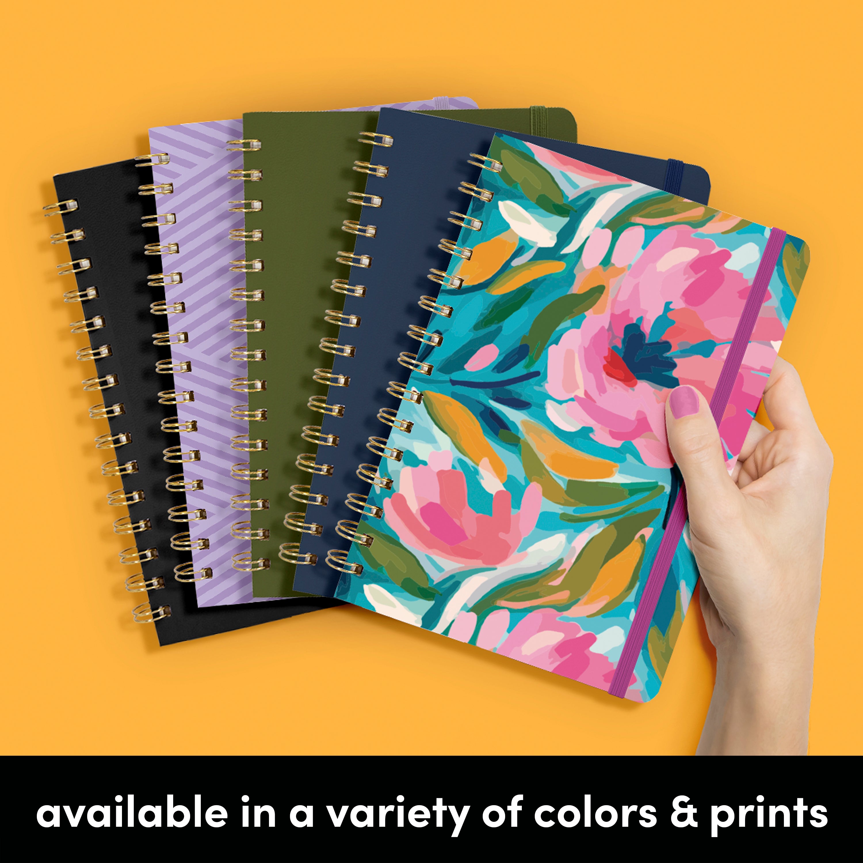 Printed Lined Paper Spiral-Bound Wiro Notebook Journal, Hardcover (5.5 in x 8 in)