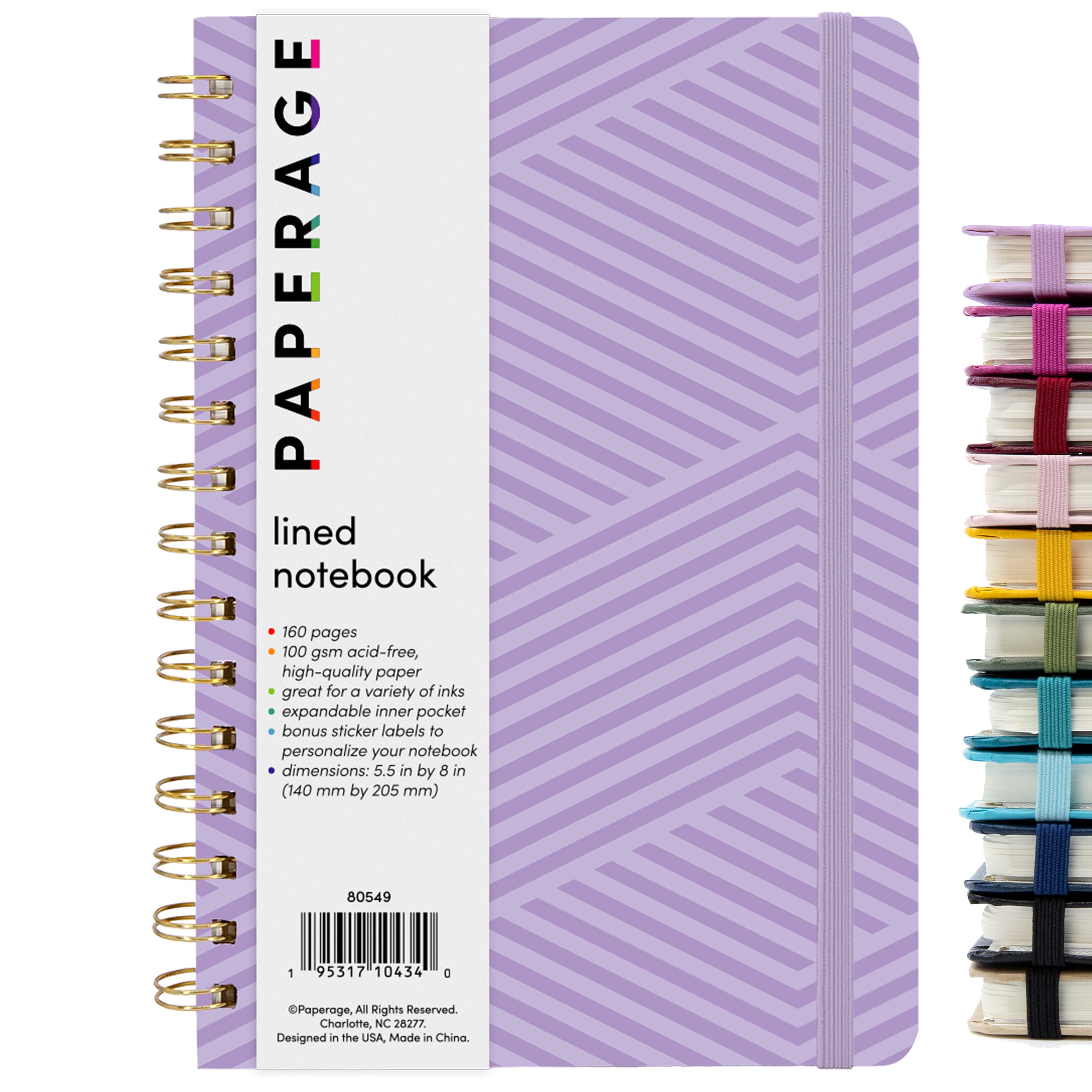 Printed Lined Paper Spiral-Bound Wiro Notebook Journal, Hardcover (5.5 in x 8 in)