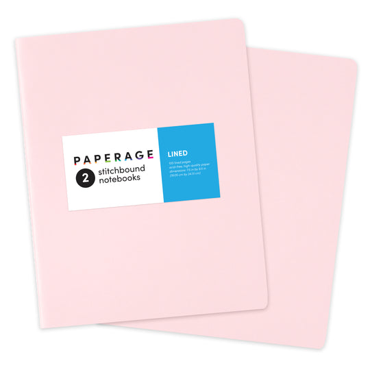 2 Pack Notebooks, Stitchbound, Softcover (Lined or Blank, 7.5 in x 9.5 in)