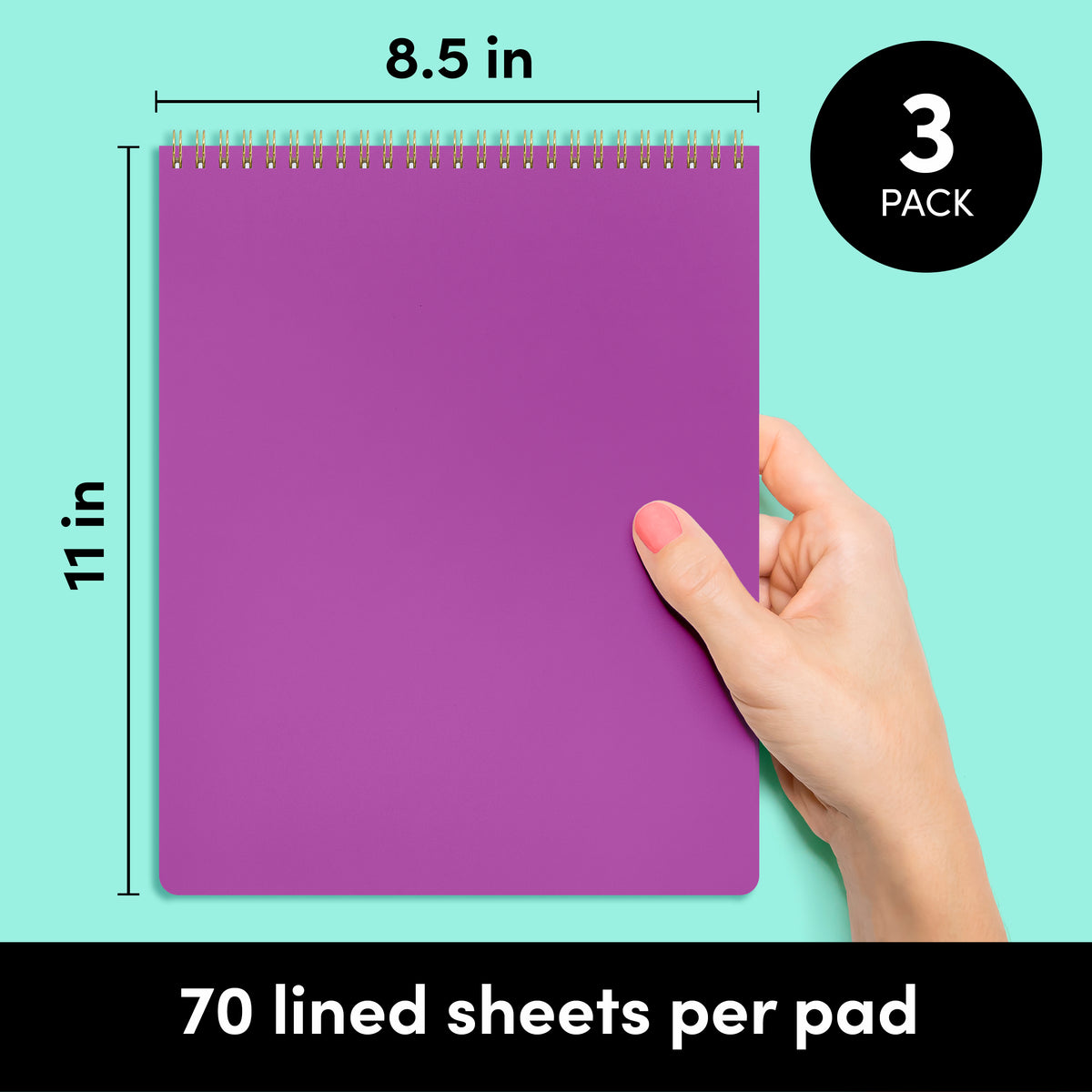 Top Spiral Bound Lined Notepads (8.5 in x 11 in) – Paperage