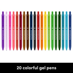 20 Pack Retractable Gel Pens (Rainbow, 0.7 mm, Medium Tip)